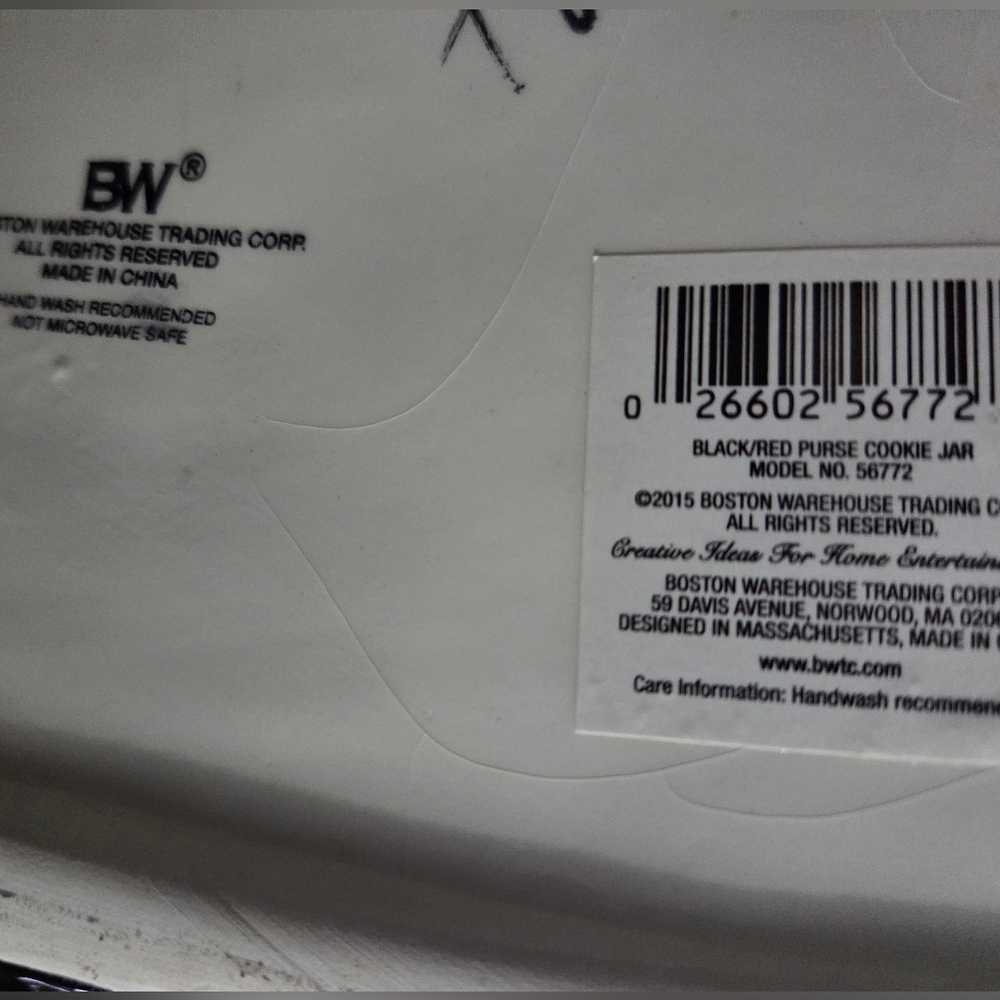 Boston Warehouse Trading Corp Large Black/Red Purse Cookie Jar - Picture 3 of 3